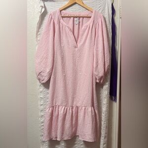 Elegant Textured Pink Midi Dress